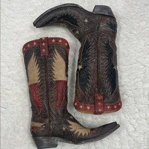 Old Gringo Western Leather Boots with Red and Brown Accents